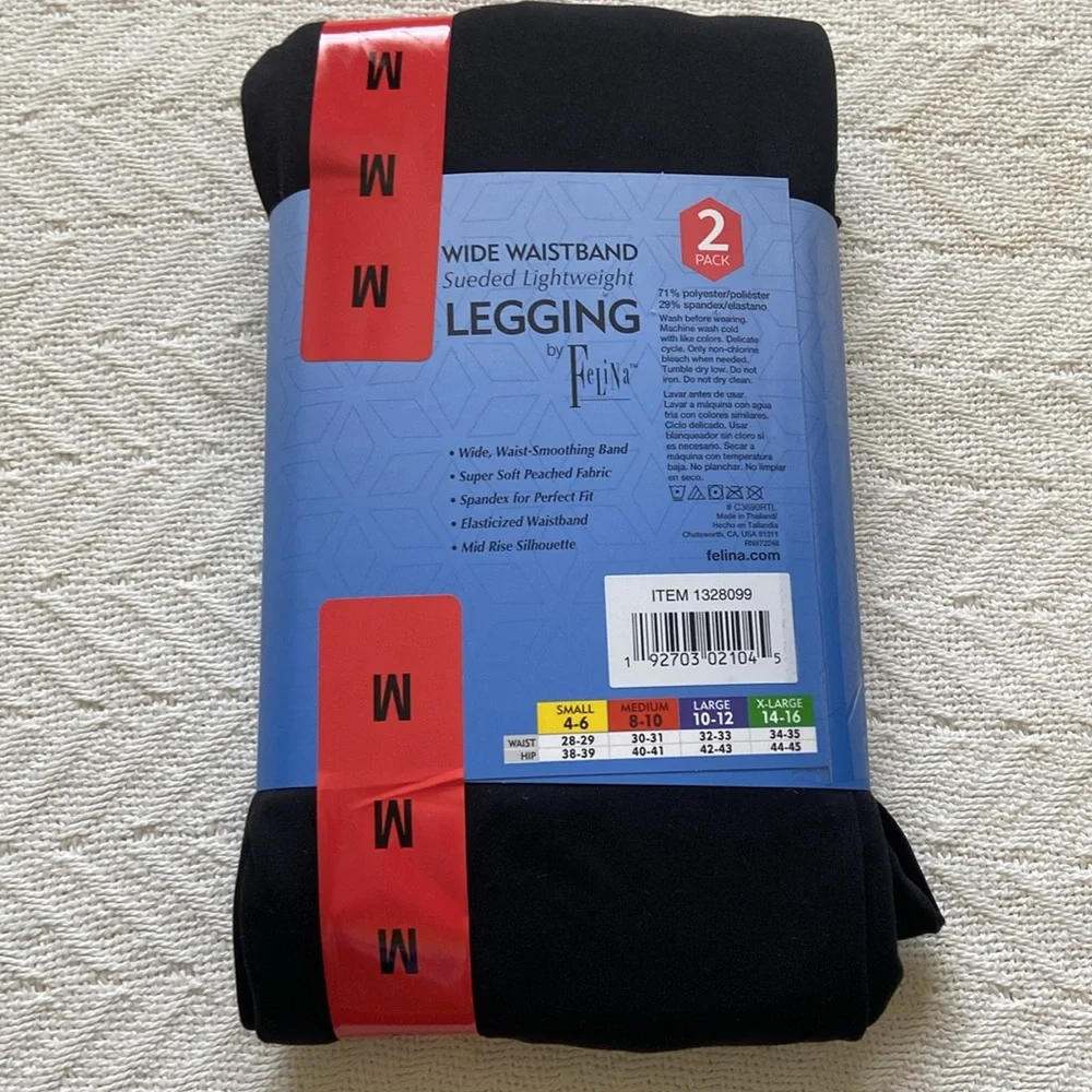 FELINA 2- PACK WOMEN WIDE WAISTBAND SUEDED LIGHTWEIGHT LEGGINGS - Picture 6 of 8